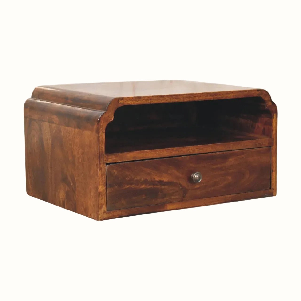 Orel Open Wall Mounted Bedside Table, Small - Chestnut Bedside Tables - Bokel Home