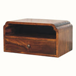 Orel Open Wall Mounted Bedside Table, Small - Chestnut