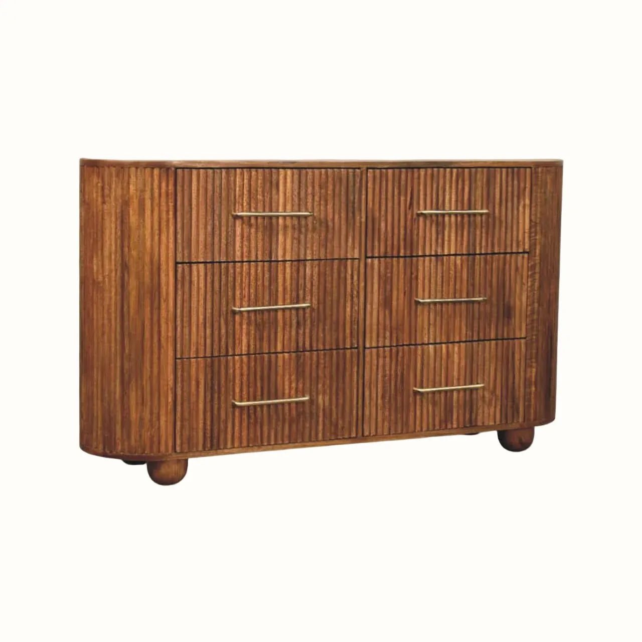 Paxton Chest of Six Drawers, Large - Amber Oak Chest of Drawers - Bokel Home