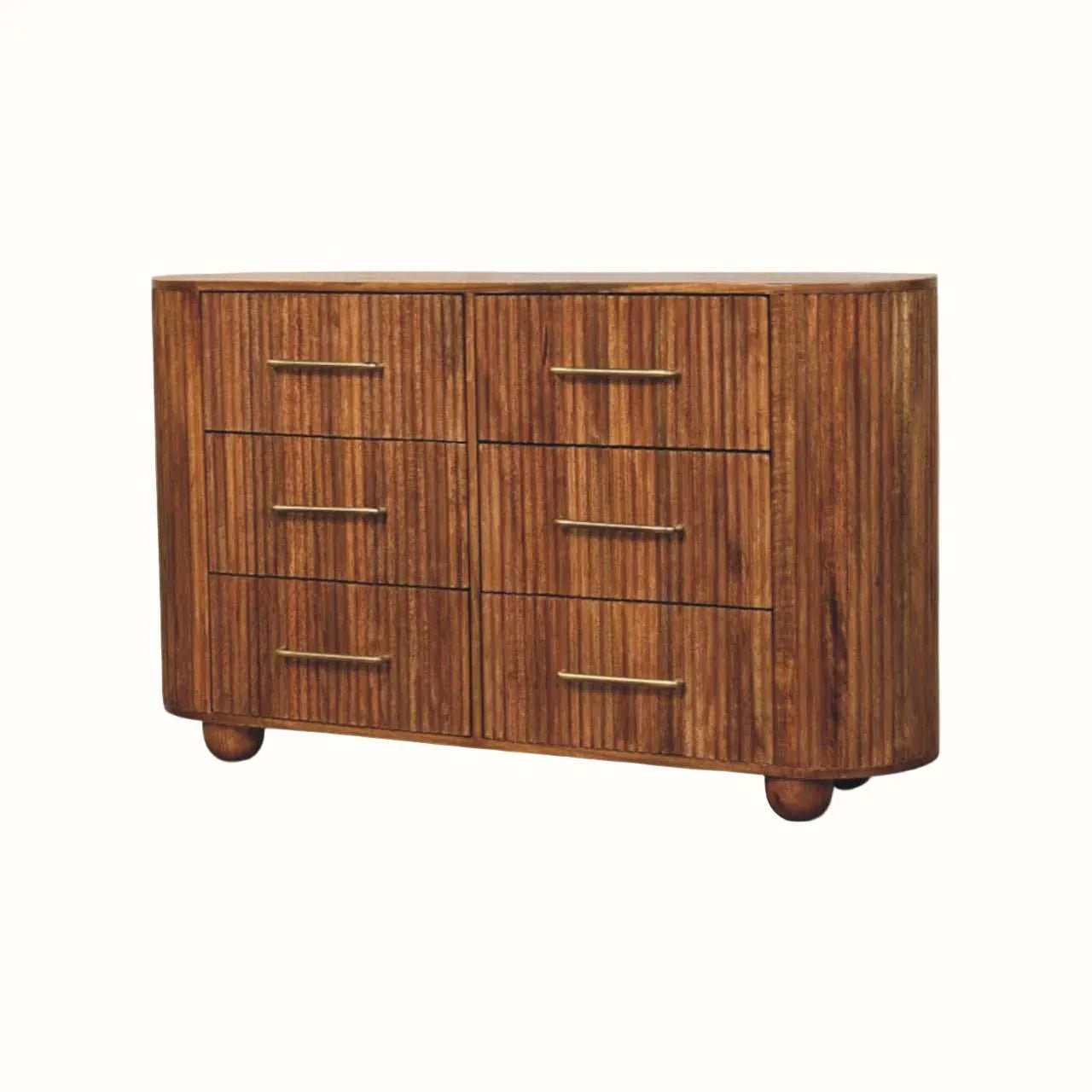 Paxton Chest of Six Drawers, Large - Amber Oak Chest of Drawers - Bokel Home