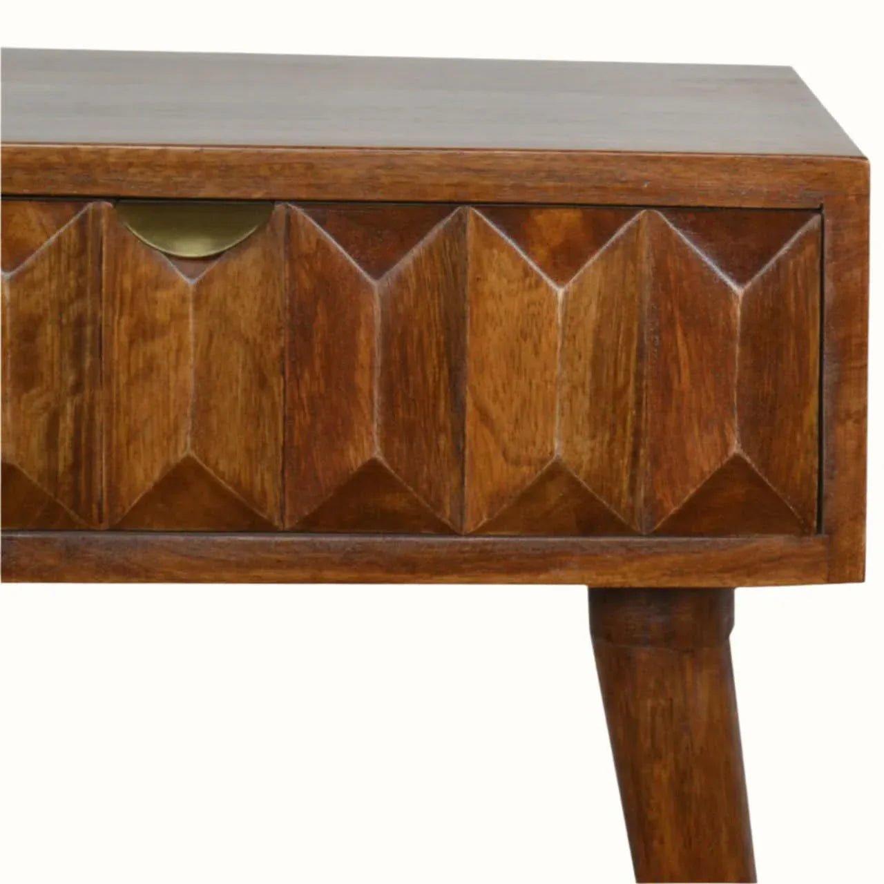 Prism 1 Drawer Bedside Table, Medium - Chestnut Bedside Tables - Bokel Home