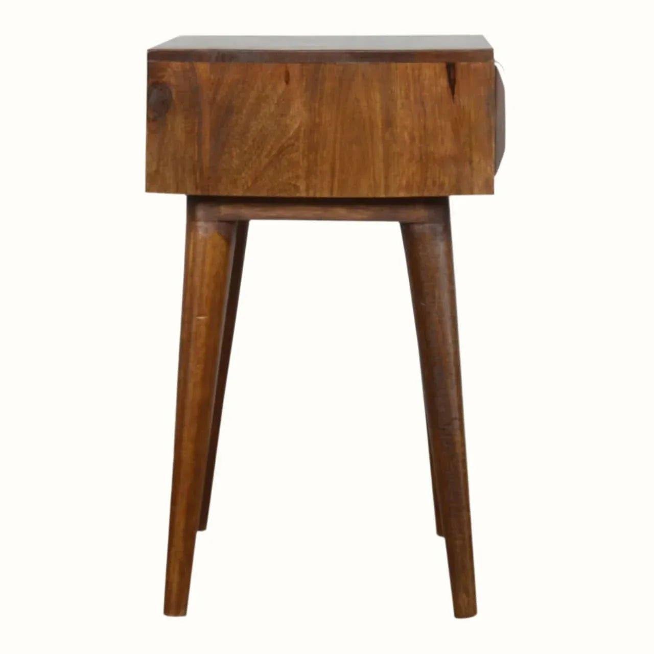 Prism 1 Drawer Bedside Table, Medium - Chestnut Bedside Tables - Bokel Home