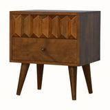 Prism 2 Drawer Bedside Table, Medium - Chestnut Bedside Tables - Bokel Home