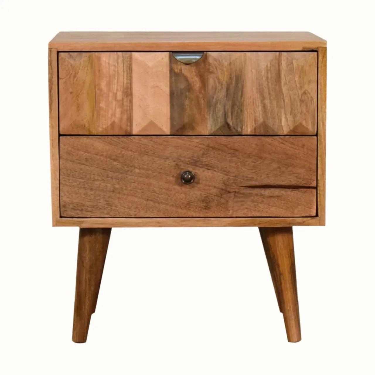 Prism 2 Drawer Bedside Table, Medium - Natural Bedside Tables - Bokel Home