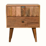 Prism 2 Drawer Bedside Table, Medium - Natural Bedside Tables - Bokel Home