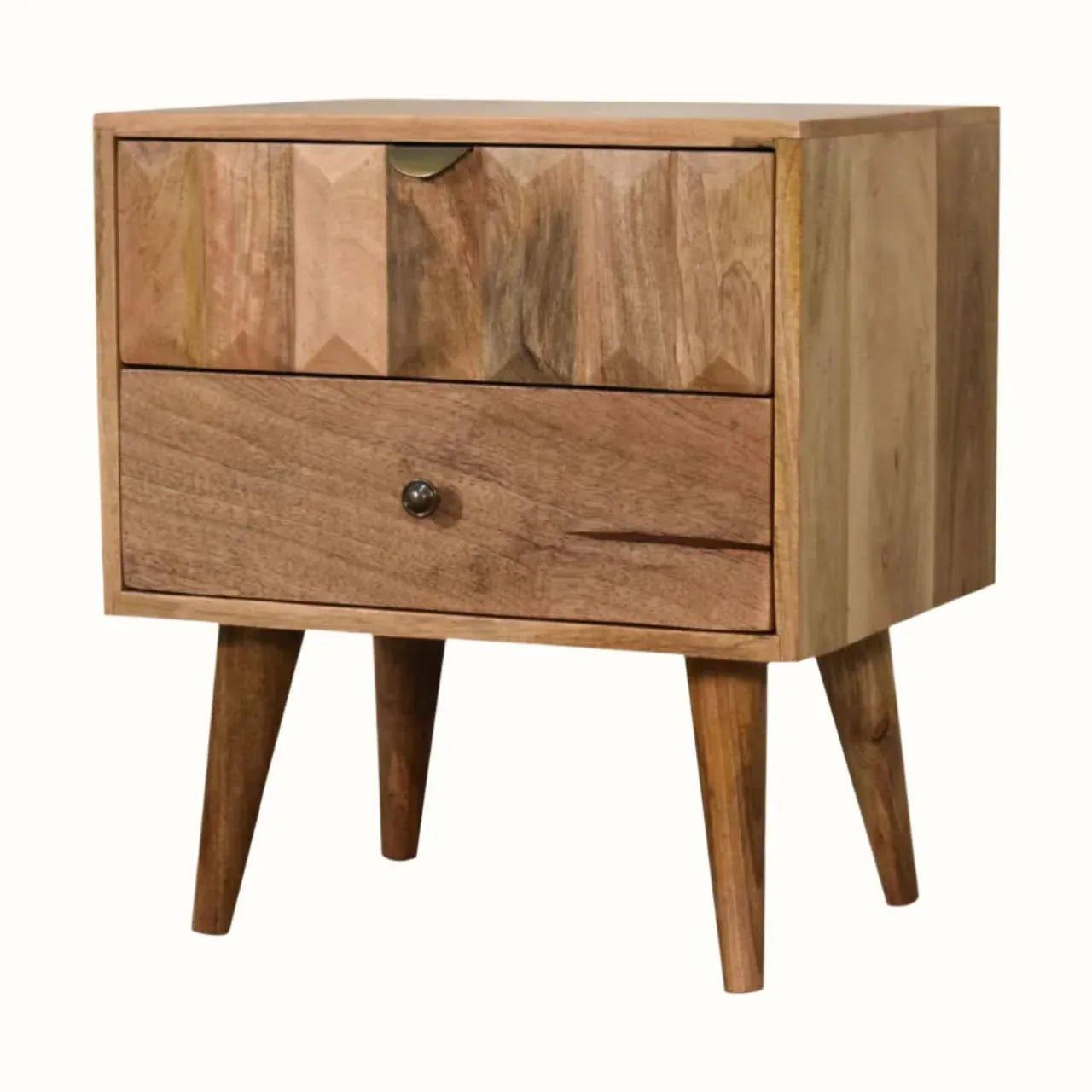 Prism 2 Drawer Bedside Table, Medium - Natural Bedside Tables - Bokel Home