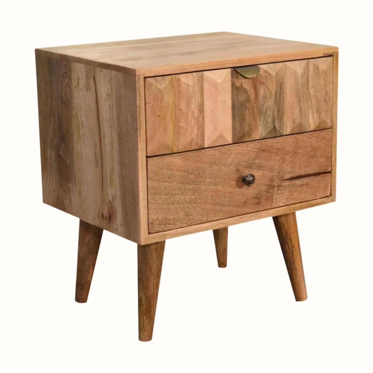 Prism 2 Drawer Bedside Table, Medium - Natural Bedside Tables - Bokel Home