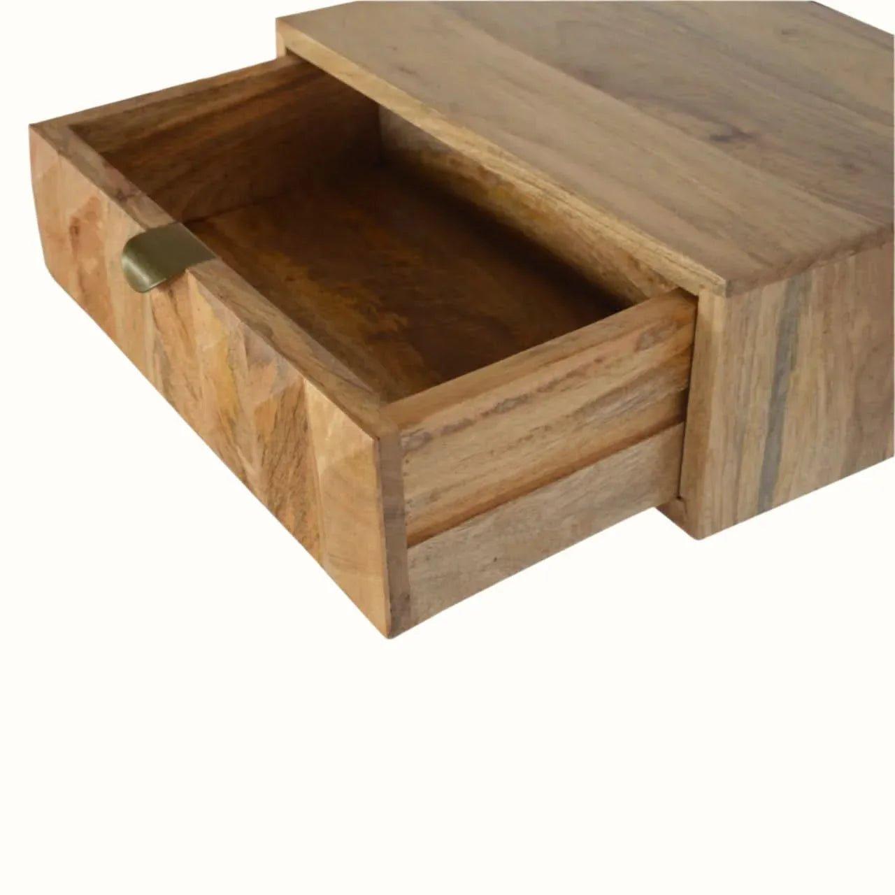 Prism Wall Mounted Bedside Table with 1 Drawer, Small- Natural Bedside Tables - Bokel Home