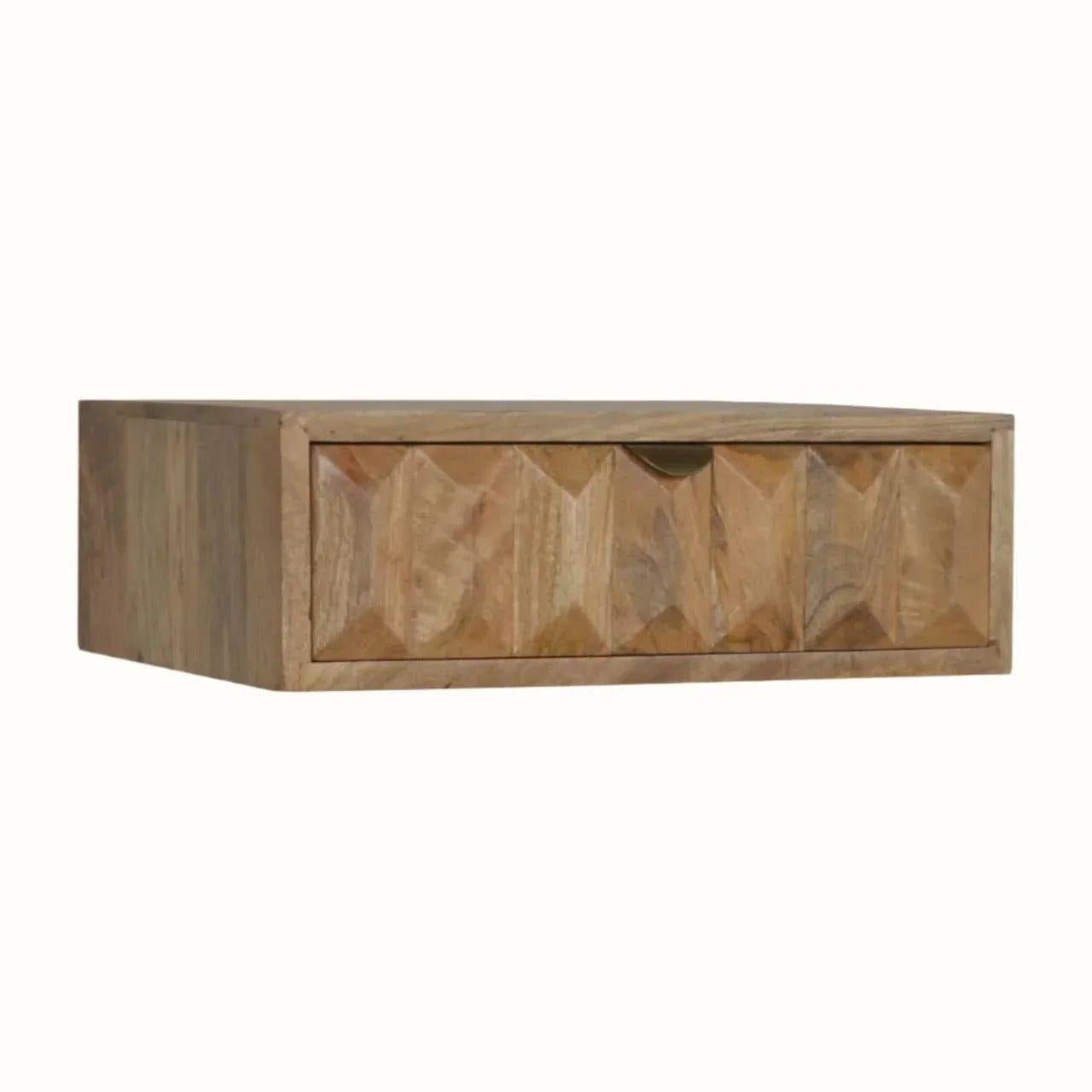 Prism Wall Mounted Bedside Table with 1 Drawer, Small- Natural Bedside Tables - Bokel Home