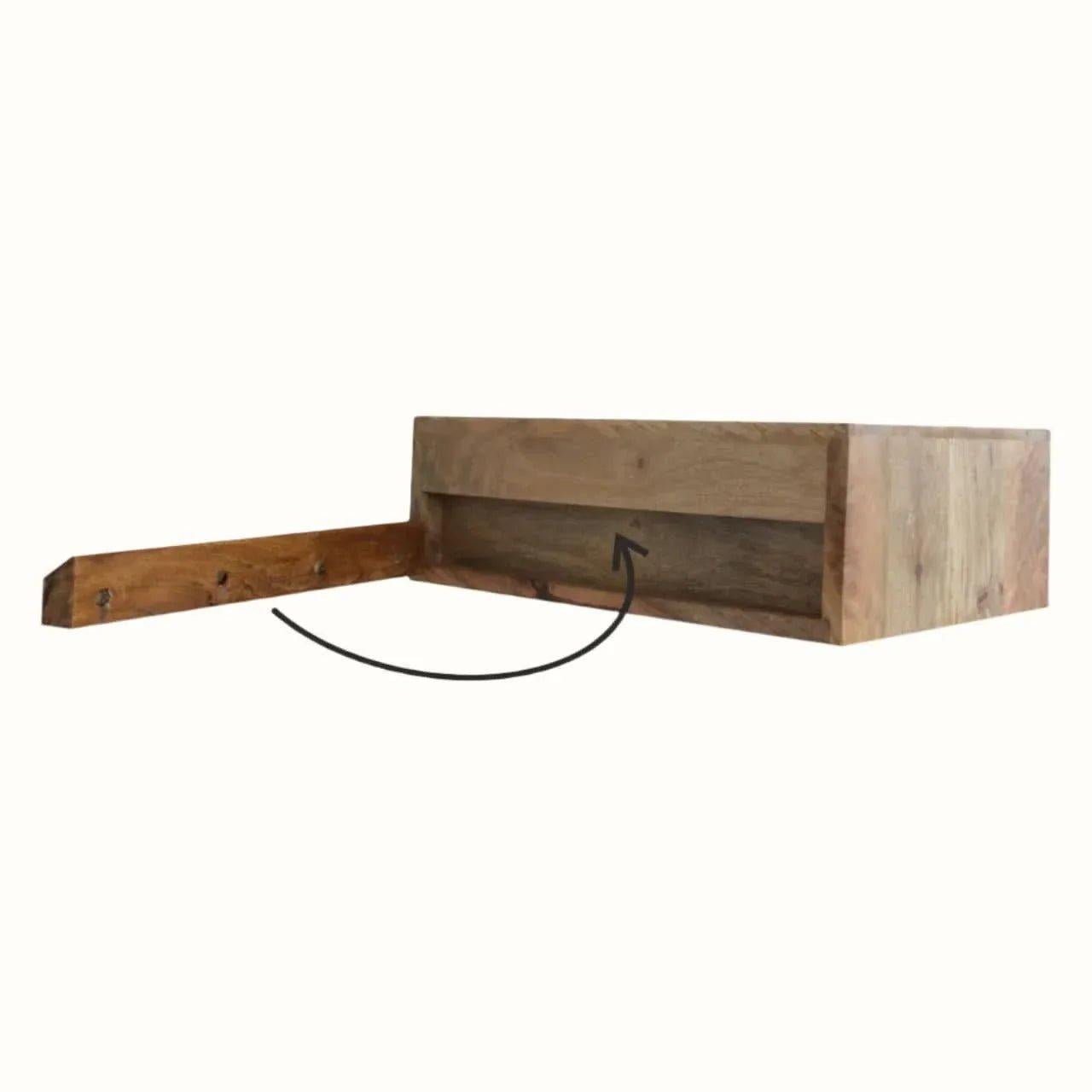 Prism Wall Mounted Bedside Table with 1 Drawer, Small- Natural Bedside Tables - Bokel Home