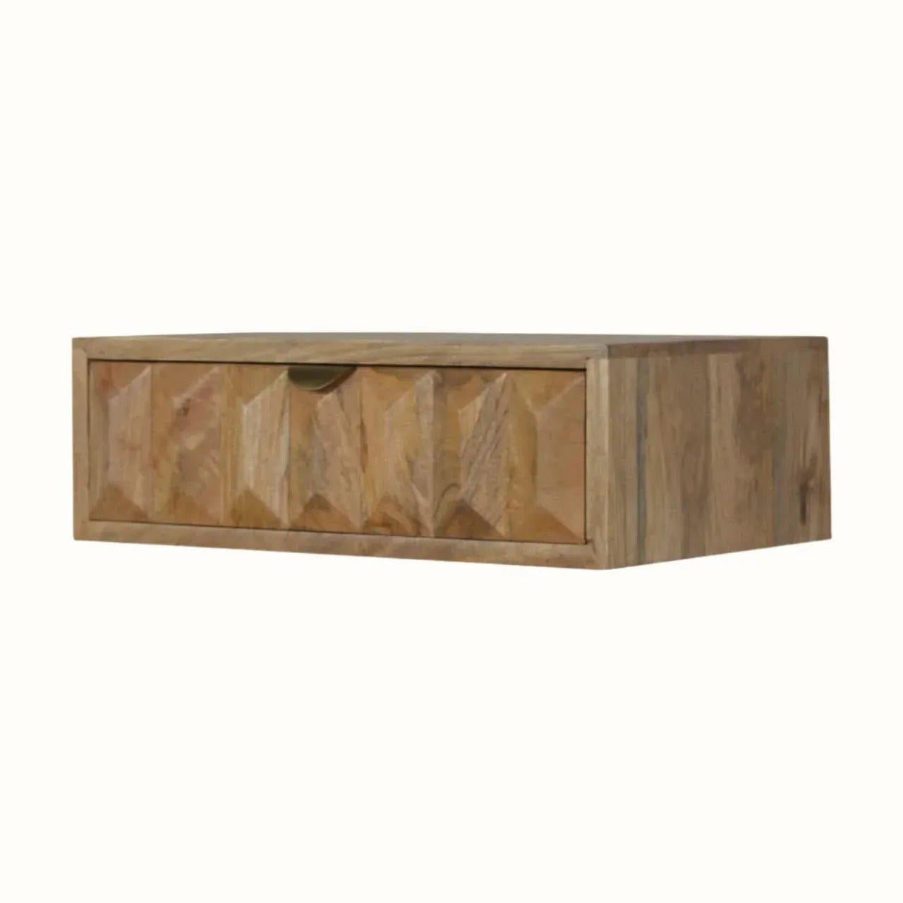 Prism Wall Mounted Bedside Table with 1 Drawer, Small- Natural Bedside Tables - Bokel Home