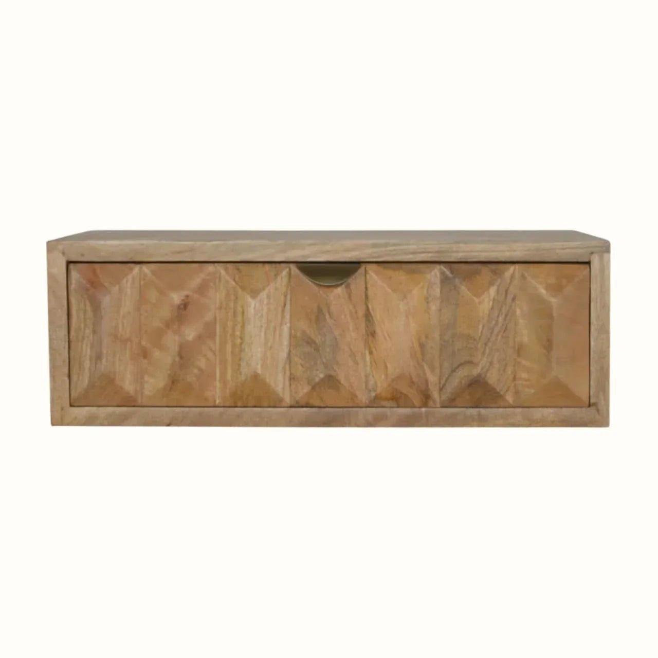 Prism Wall Mounted Bedside Table with 1 Drawer, Small- Natural Bedside Tables - Bokel Home