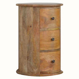 Holt 3 Drawer Drum Side Table, Medium - Natural