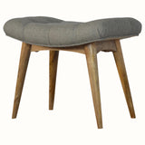 Bethell Curved Stool, Medium - Grey Tweed/Natural