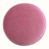 Button Velvet Footstool - Rose Pink/Walnut