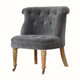Mineo Velvet Accent Chair - Stone Grey/Natural