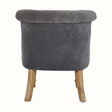 Mineo Velvet Accent Chair - Stone Grey/Natural