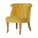 Mineo Velvet Accent Chair - Mustard/Natural