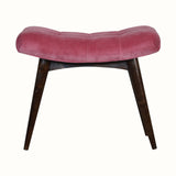 Bethell Curved Stool, Medium - Rose Pink Velvet/Walnut