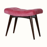 Bethell Curved Stool, Medium - Rose Pink Velvet/Walnut