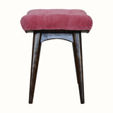 Bethell Curved Stool, Medium - Rose Pink Velvet/Walnut