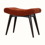 Bethell Curved Stool, Medium - Rust Velvet/Walnut