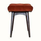 Bethell Curved Stool, Medium - Rust Velvet/Walnut