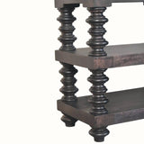 Rafe Spindle Open Shelf Console, Large - Carbon Ash Console Tables - Bokel Home