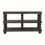 Rafe Spindle Open Shelf Console, Large - Carbon Ash Console Tables - Bokel Home