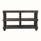 Rafe Spindle Open Shelf Console, Large - Carbon Ash Console Tables - Bokel Home