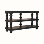 Rafe Spindle Open Shelf Console, Large - Carbon Ash Console Tables - Bokel Home