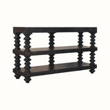 Rafe Spindle Open Shelf Console, Large - Carbon Ash Console Tables - Bokel Home