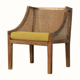Seeley Cane Accent Chair - Mustard Velvet/Natural - Bokel Home