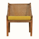 Seeley Cane Accent Chair - Mustard Velvet/Natural - Bokel Home