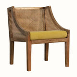 Seeley Cane Accent Chair - Mustard Velvet/Natural - Bokel Home