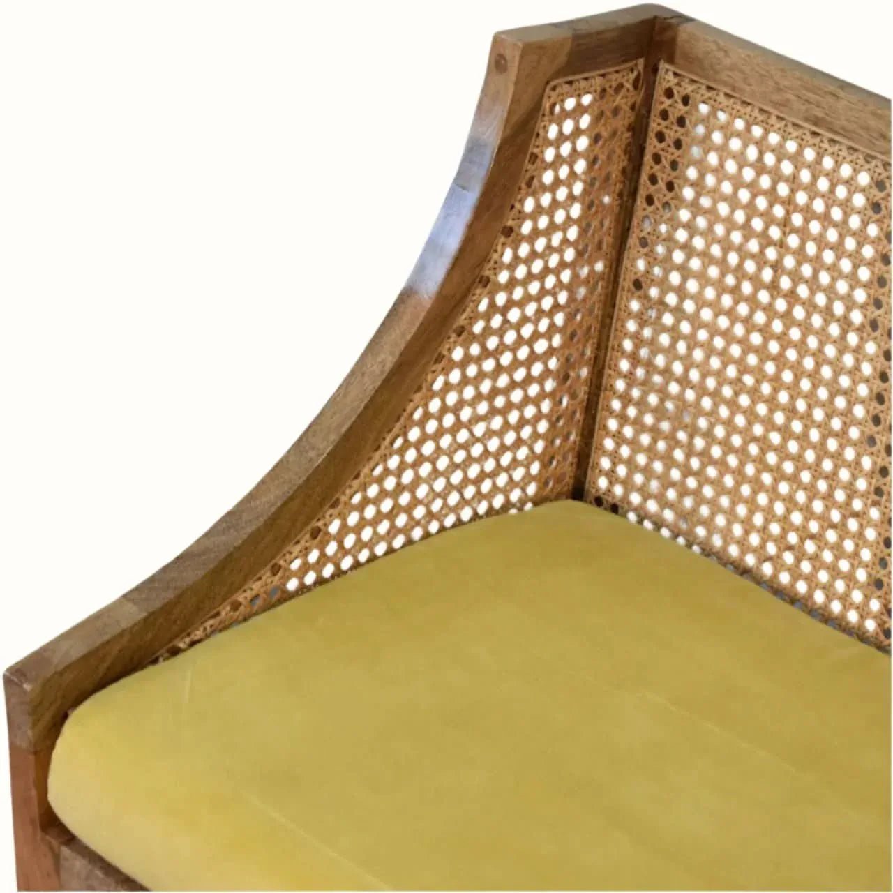 Seeley Cane Accent Chair - Mustard Velvet/Natural - Bokel Home