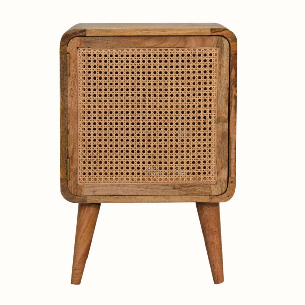 Seeley Cane Bedside Cabinet, Medium - Natural Bedside Tables - Bokel Home