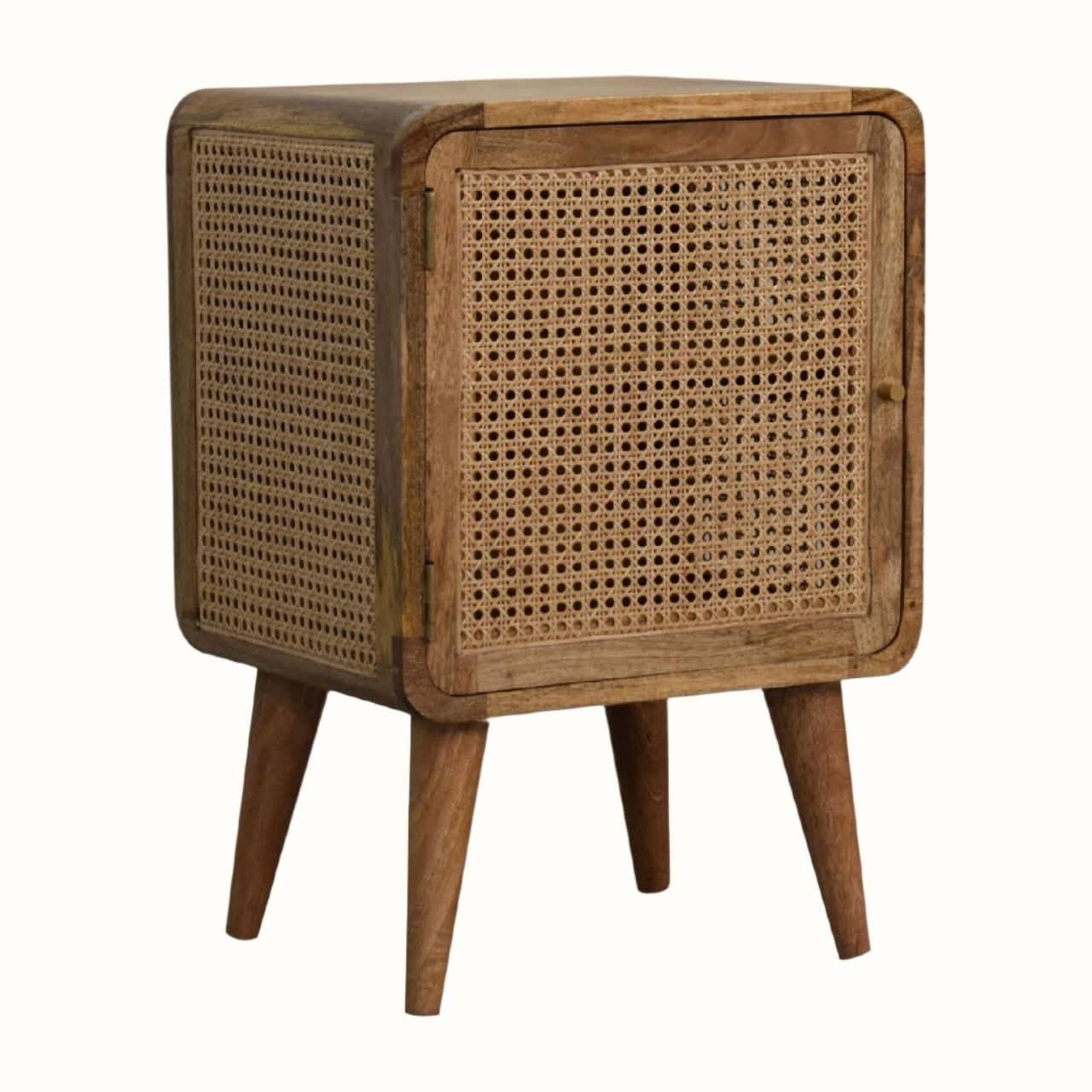 Seeley Cane Bedside Cabinet, Medium - Natural Bedside Tables - Bokel Home