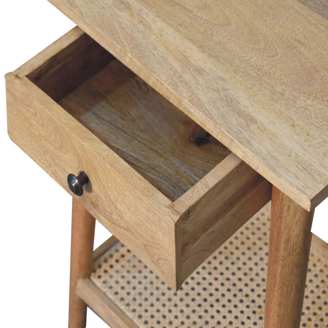 Seeley Cane Bedside Table with 1 Drawer, Small - Natural Bedside Tables - Bokel Home