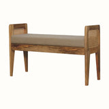 Seeley Cane Bench - Natural Linen/Natural Bench - Bokel Home