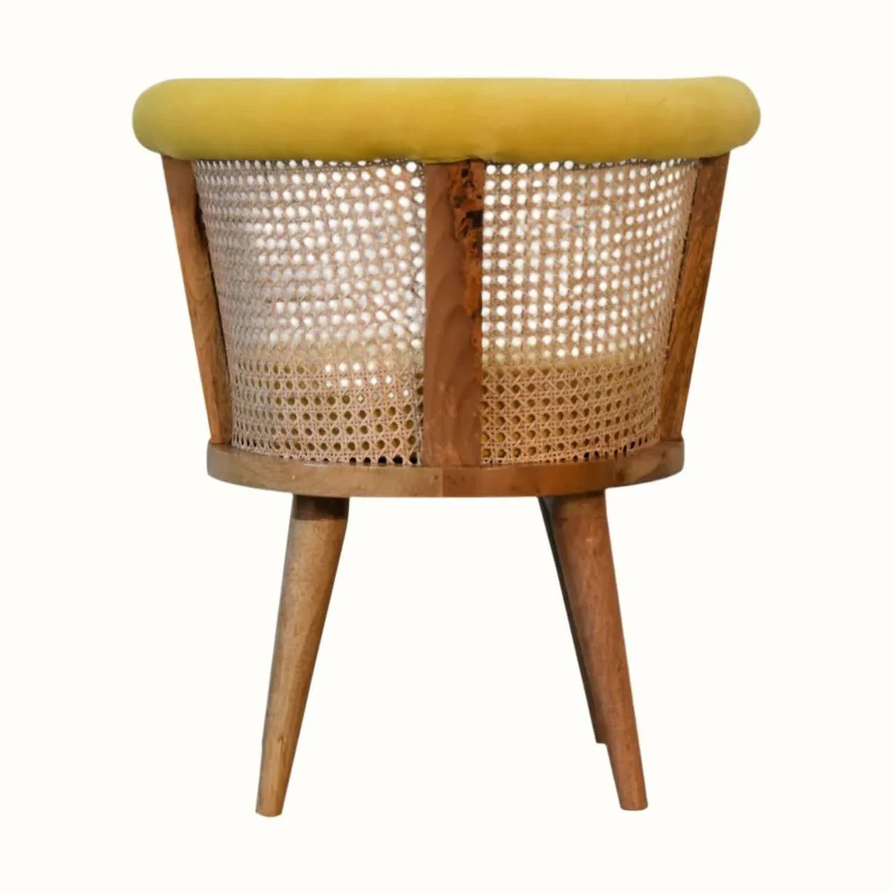 Seeley Cane Chair - Mustard Velvet/Natural Accent Chairs - Bokel Home