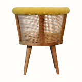 Seeley Cane Chair - Mustard Velvet/Natural Accent Chairs - Bokel Home