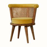 Seeley Cane Chair - Mustard Velvet/Natural Accent Chairs - Bokel Home