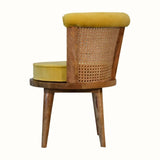 Seeley Cane Chair - Mustard Velvet/Natural Accent Chairs - Bokel Home