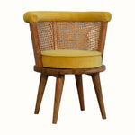Seeley Cane Chair - Mustard Velvet/Natural Accent Chairs - Bokel Home