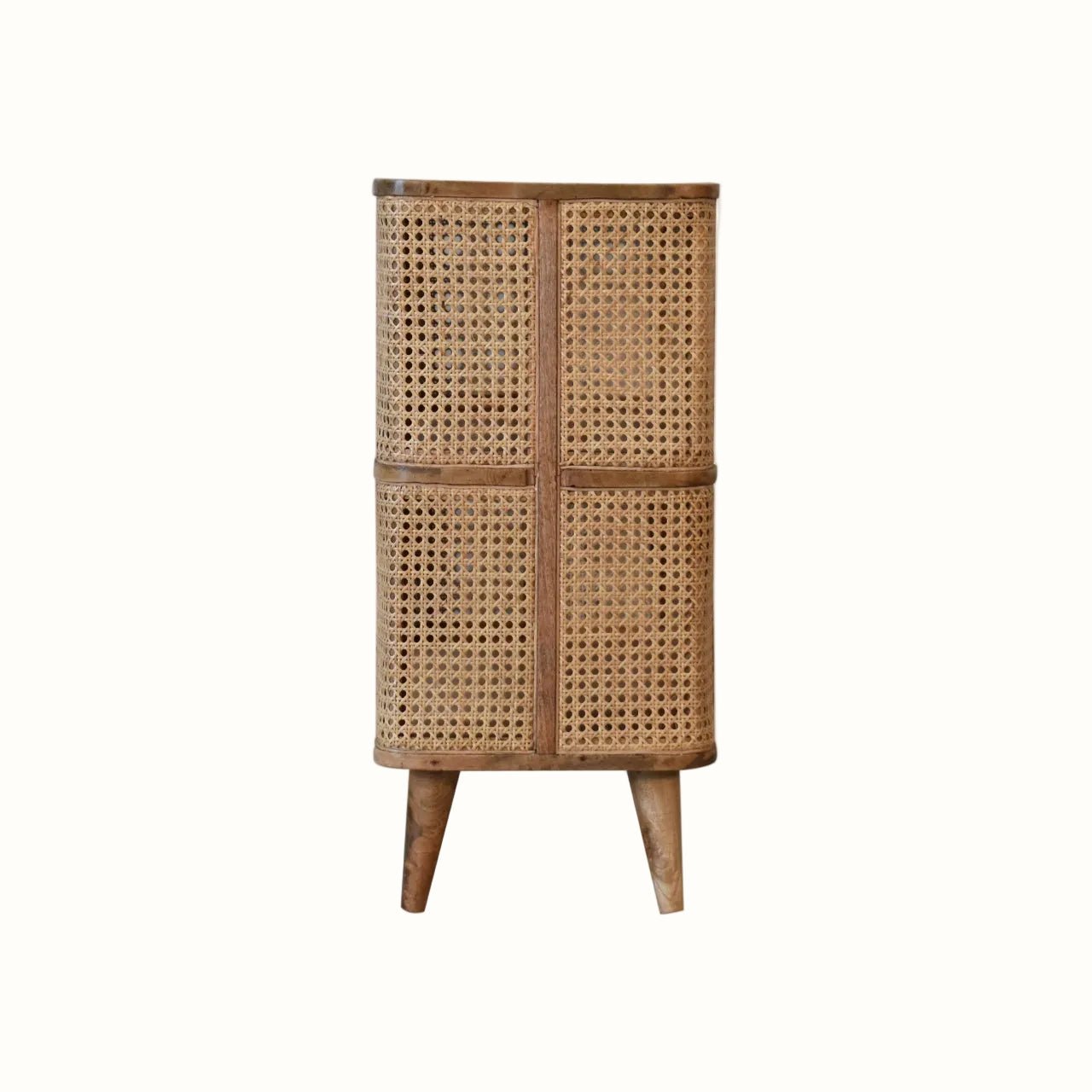 Seeley Cane Open Cabinet, 2 Shelves - Natural Cabinets & Sideboards - Bokel Home