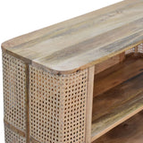 Seeley Cane Open Cabinet, 2 Shelves - Natural Cabinets & Sideboards - Bokel Home