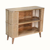 Seeley Cane Open Cabinet, 2 Shelves - Natural Cabinets & Sideboards - Bokel Home