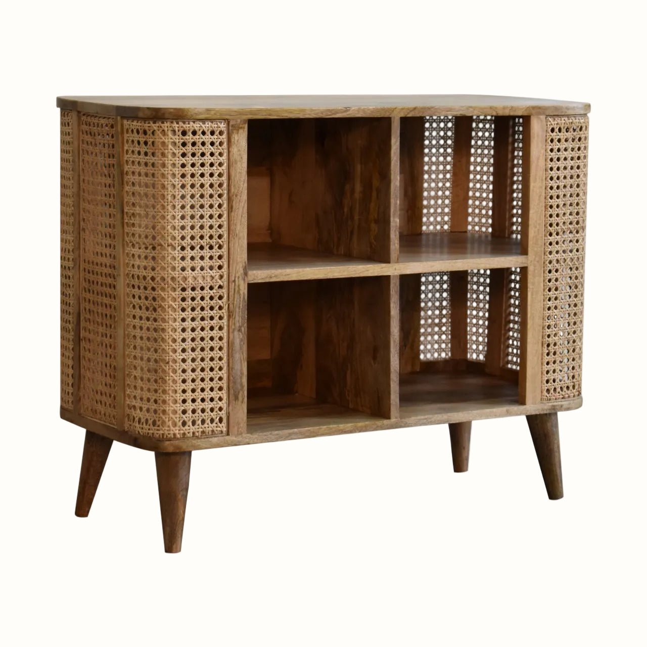 Seeley Cane Open Cabinet, 4 Shelves - Natural Cabinets & Sideboards - Bokel Home