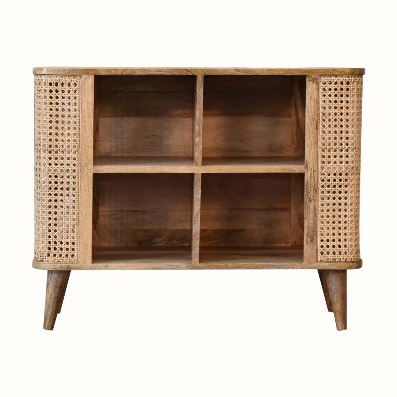 Seeley Cane Open Cabinet, 4 Shelves - Natural Cabinets & Sideboards - Bokel Home